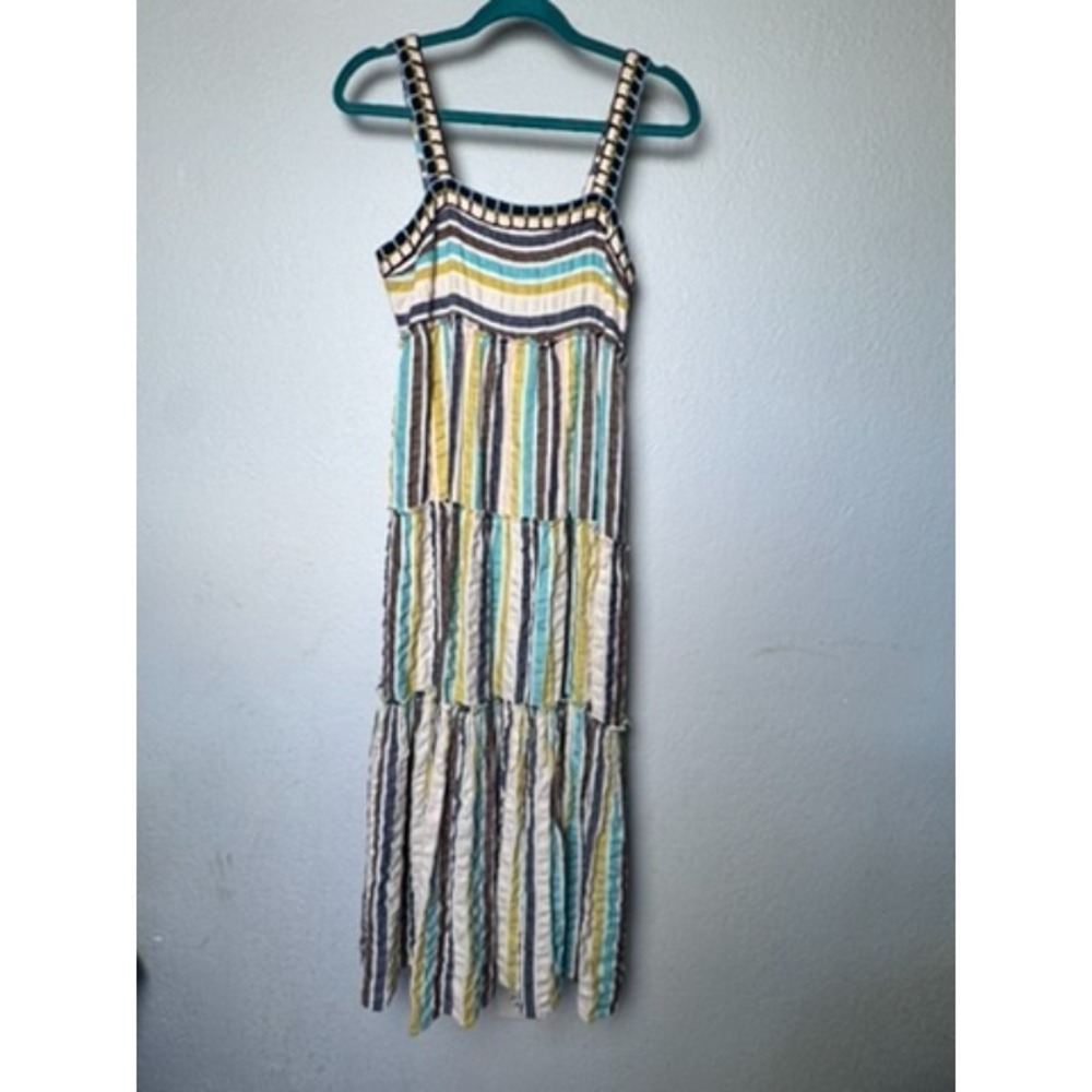 Anthropologie Rainbow Maxi Dress Women's 6P‎ Multi Striped Boho Chic Summer - Picture 7 of 15